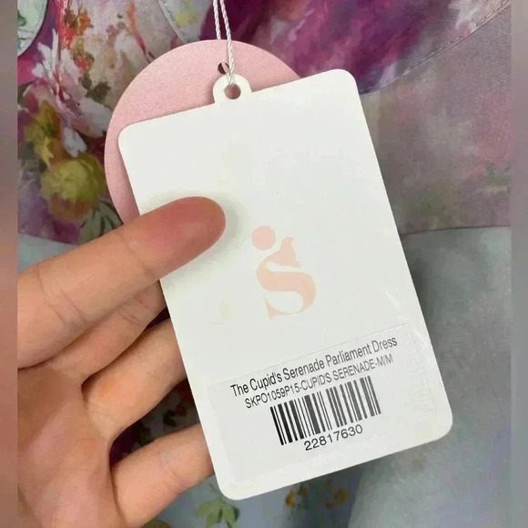 SELKIE The Cupid's Serenade Parliament Dress Women's Medium NWT Puff Sleeve Blue - Picture 11 of 16